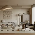 Modern Minimalist Living And Dining Area Interior Design With Sofa Rug And Pendant Light