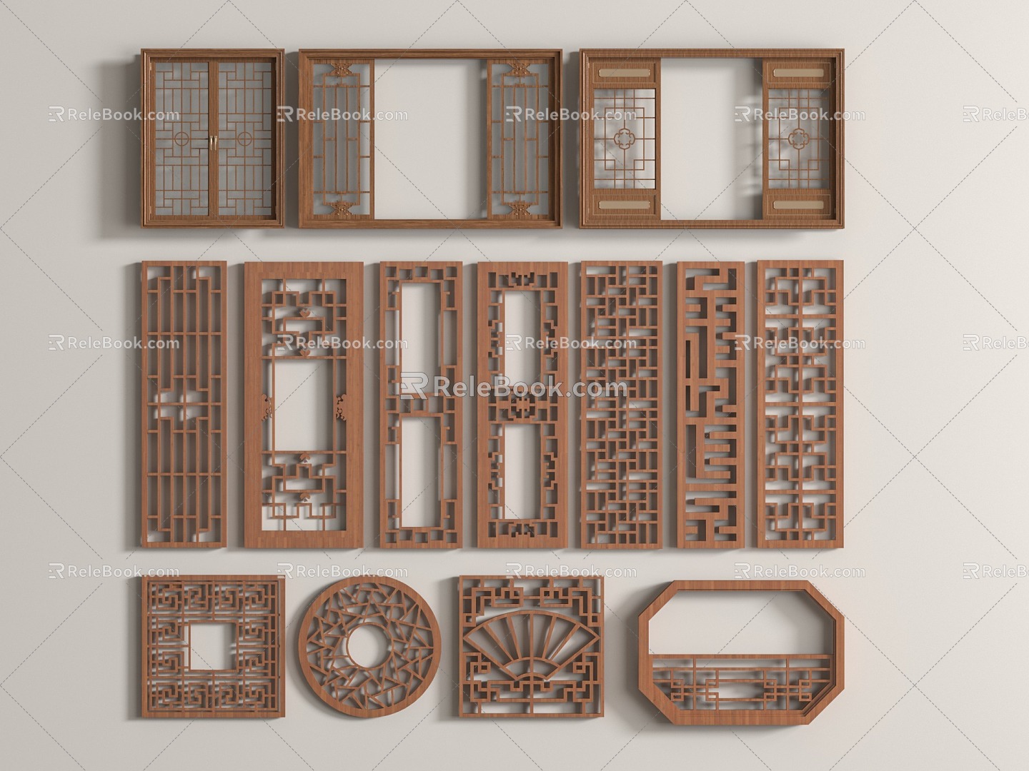 New Chinese-style openwork window window window grilles window pane grillage round window 3d model