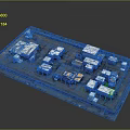 Detailed Miniature Workspace Layout Model With Multiple Tables Cabinets And Equipment