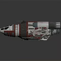 Futuristic Sci Fi Spaceship Design With Multiple Engines Red White Color And Streamlined Shape 3d model