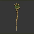 Golden Ornamental Weapon With Twisted Handle And Decorative Shiny Top Design