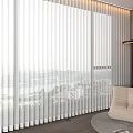White Vertical Blinds In Modern Room With Floor To Ceiling Windows And City View