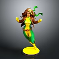 Superhero Figurine With Brown Hair Yellow Green Bodysuit Green Headband Yellow Base Running Pose