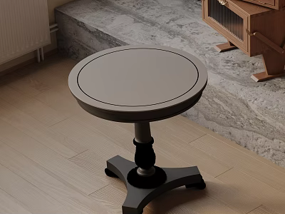 Modern Home Interior Side Table With Round Dark Tabletop And Black Base 3d model