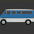 Vintage Blue And White Bus Featuring Multiple Windows White Roof And Shiny Exterior