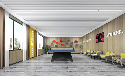 Modern table tennis room 3d model