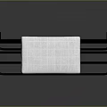 Modern Bathroom Black Towel Rack With Folded And Hanging White Towels