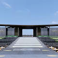 Modern Entrance Gate With Steps Lawn Lighting And Clear Blue Sky