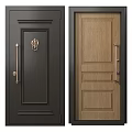 Security Door Designs Featuring Black And Light Wood With Decorative Knocker And Sleek Lines
