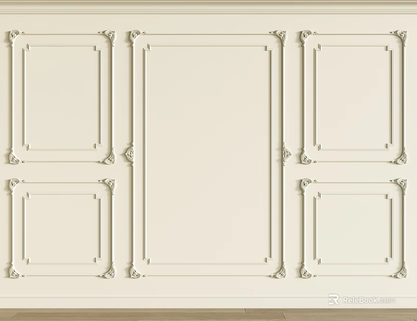 Elegant Interior Wall Panel Design With Decorative Lines And Rectangular Frames 3d model