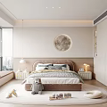 Cozy Modern Kids Room Interior With Comfortable Bed Stuffed Teddy Bear And Round Decorative Painting