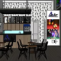 Modern Billiard Room Interior Design With Multiple Pool Tables Hanging Pendant Lights And Colorful Posters