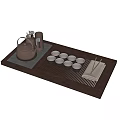 Traditional Chinese Tea Set With Wooden Tray Teapot Small Teacups And Utensils