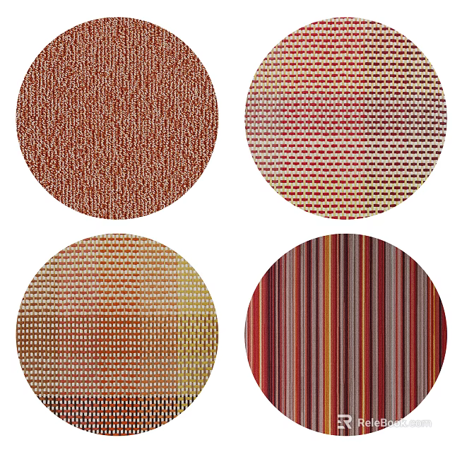 Stylish Round Rugs With Diverse Patterns Textures And Striped Designs 3d model