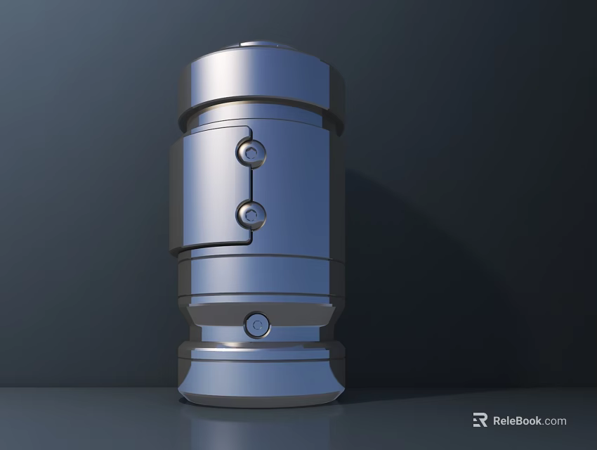 Silver Cylindrical Kitchen Appliance With Buttons And Knobs On Dark Countertop 3d model 