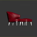 Stylish Red Armchair and Ottoman with White Legs Modern Design Elements