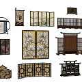 Traditional Decorative Screens with Various Designs and Intricate Wooden Frames