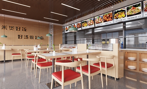 modern fast food restaurant noodle shop 3d model