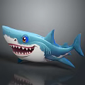 Cute Blue And White Shark 3D Model With Big Eyes Open Mouth Showing Teeth