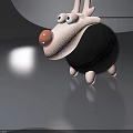 Cute 3D Cartoon Character With Black Body White Head And Pink Nose