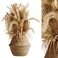 Natural Dried Floral Arrangement in Rustic Woven Vase Decorative Home