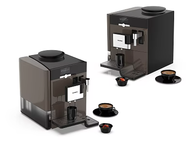 Modern Kitchen Appliances Coffee Machines with Espresso Cups and Sleek Design 3d model
