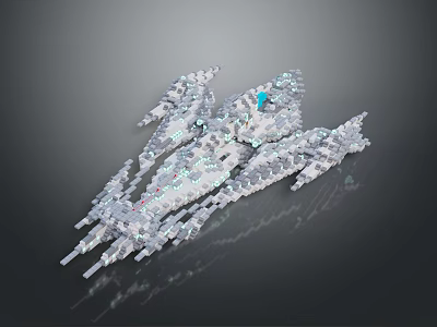 Futuristic Cosmic Spaceship Model With Geometric Structure And Crystal Elements For Interstellar Exploration 3d model