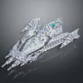 Futuristic Cosmic Spaceship Model With Geometric Structure And Crystal Elements For Interstellar Exploration 3d model