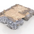 Modern Outdoor Patio Floor Design With Stone Block Edging Flagstone Surface And Rock Base