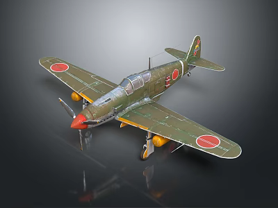 Green Airplane Model With Red Nose Red Circular Markings on Wings and Tail 3d model