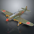 Green Airplane Model With Red Nose Red Circular Markings on Wings and Tail