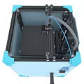 Blue 3D Printer Enclosure With Black Frame Handles Display Panel And Cables