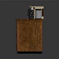 Modern Kitchen Cabinet With Granite Countertop Coffee Machine Microwave And Cups
