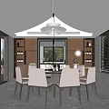 Modern Dining Room Interior With Open Layout Large Windows Dining Table And Chairs