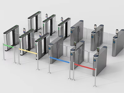 Public Facility Automatic Stainless Steel Turnstiles For Secure Crowd Management In Public Spaces 3d model