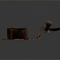 Detailed Rustic Wooden Structure Featuring Spiked Edges And Layered Platforms