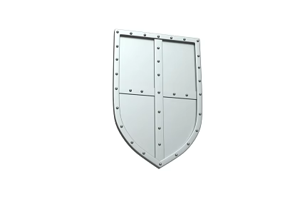 Medieval Metal Shield With Symmetrical Design And Rivet Decoration As Defense Weapon 3d model