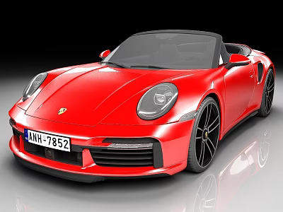 Red Sleek Convertible Sports Car Exterior With Black Wheels And Aerodynamic Design 3d model