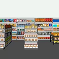 Well Organized Supermarket Interior With Shelves Stocked Full Of Various Grocery Products