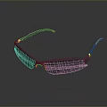 Dark Blue Sunglasses With Yellow Accents Modern Design And Beige Temple Tips