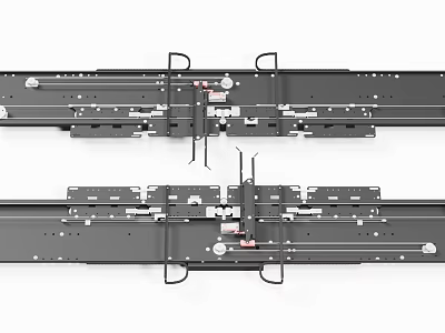 Dual Heavy Duty Industrial Metal Track Equipment With Black Steel Sliding Components 3d model