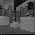Glass Display Cases Showcasing Ancient Antiques In Modern Exhibition Hall With Soft Lighting