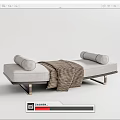 Plush Ottoman With Soft Pillows Blanket Decorative Side Table Cups And Metal Legs