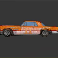 Vintage Orange And Red Race Car With Shell Logo And Number 11