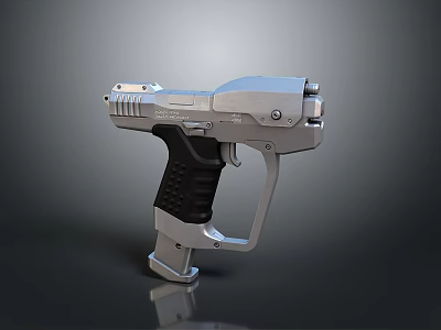 Modern Silver Pistol Weapon Design With Black Textured Grip And Metallic Finish 3d model