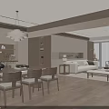 Warm Minimalist Wooden Open Dining And Living Room Interior Design For Spacious Bright Home