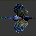Vibrant Blue Pegasus Decorative Statue With Colorful Wings Green Tail And Yellow Stars