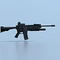 Black Tactical Rifle With Scope And Tactical Accessories In Floating 3d model