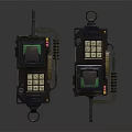 Vintage Industrial Control Devices With Green Screens Buttons Gears And Hooks