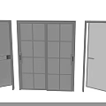 Modern Glass Doors With Black Frames Various Designs Grid Patterns And Clear Glass Panels 3d model